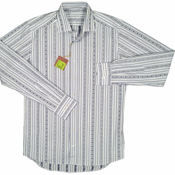 NEW $450 Etro Shirt! e 38 US 15 (S)White With Spoons Forks Knives PrintITALY
